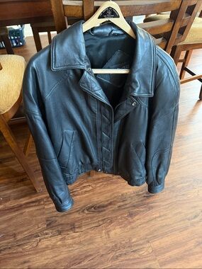 Andrew Marc Black Leather Bomber Jacket - Women's